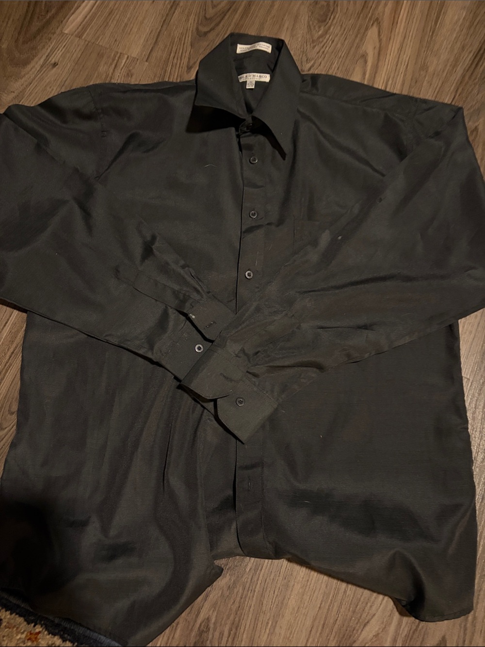 Men's Black Long-Sleeve Dress Shirt - Tailored Point Collar